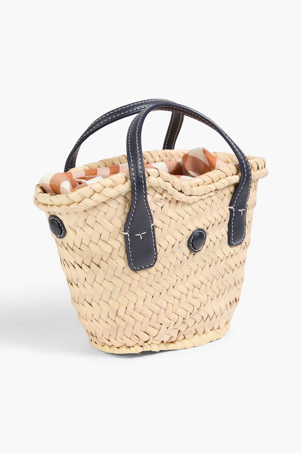 TORY BURCH Ella mini Tote Bag aus Stroh mit Lederbesatz