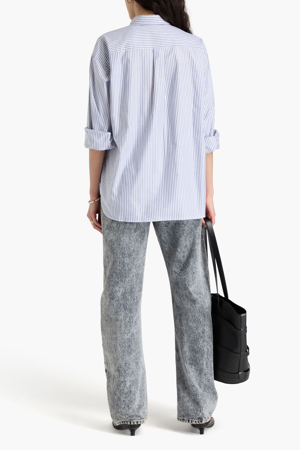 Totême Striped Cotton-poplin Shirt In Navy