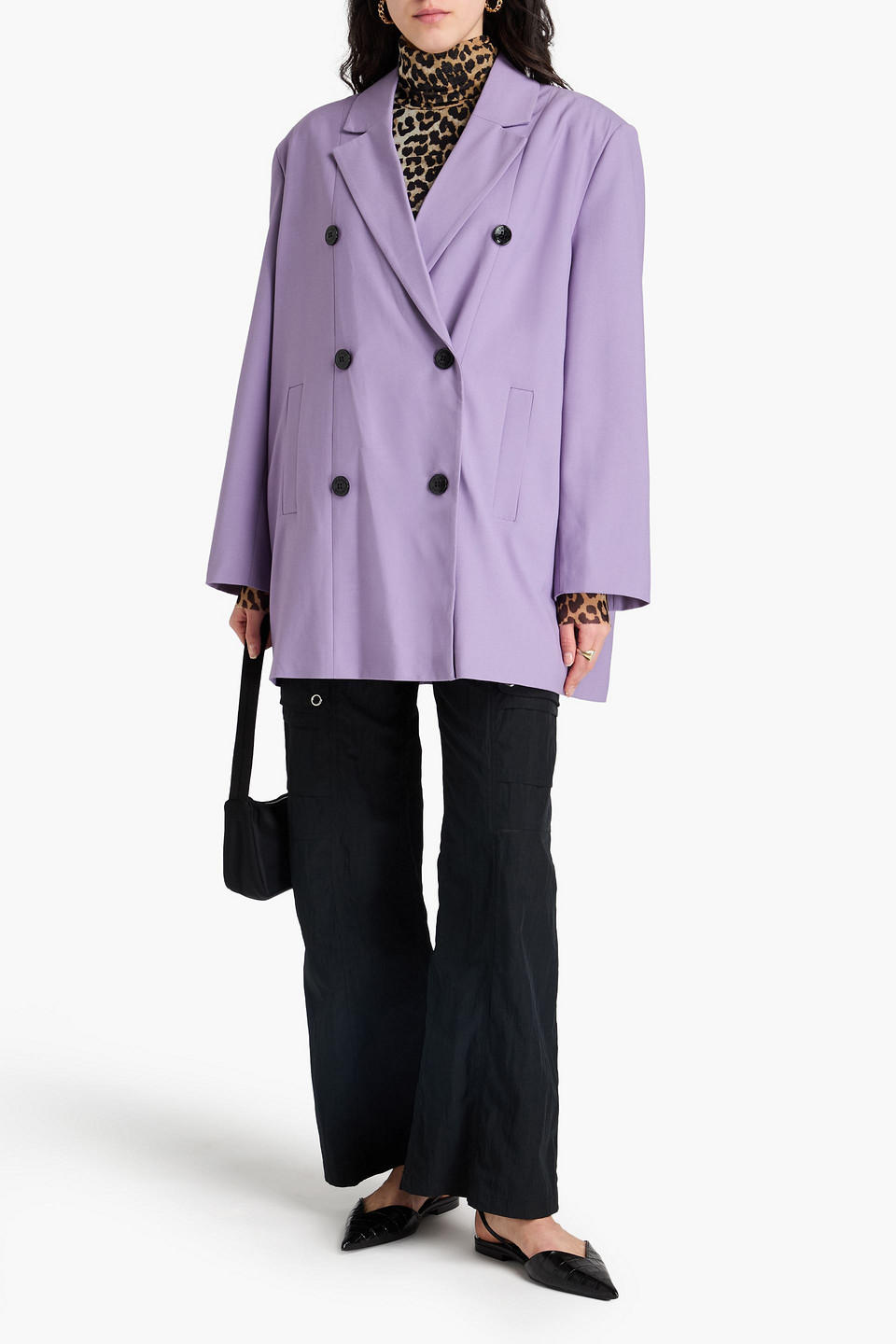  Ganni - Doppelreihiger Blazer Aus Twill - Lila - L/xl 