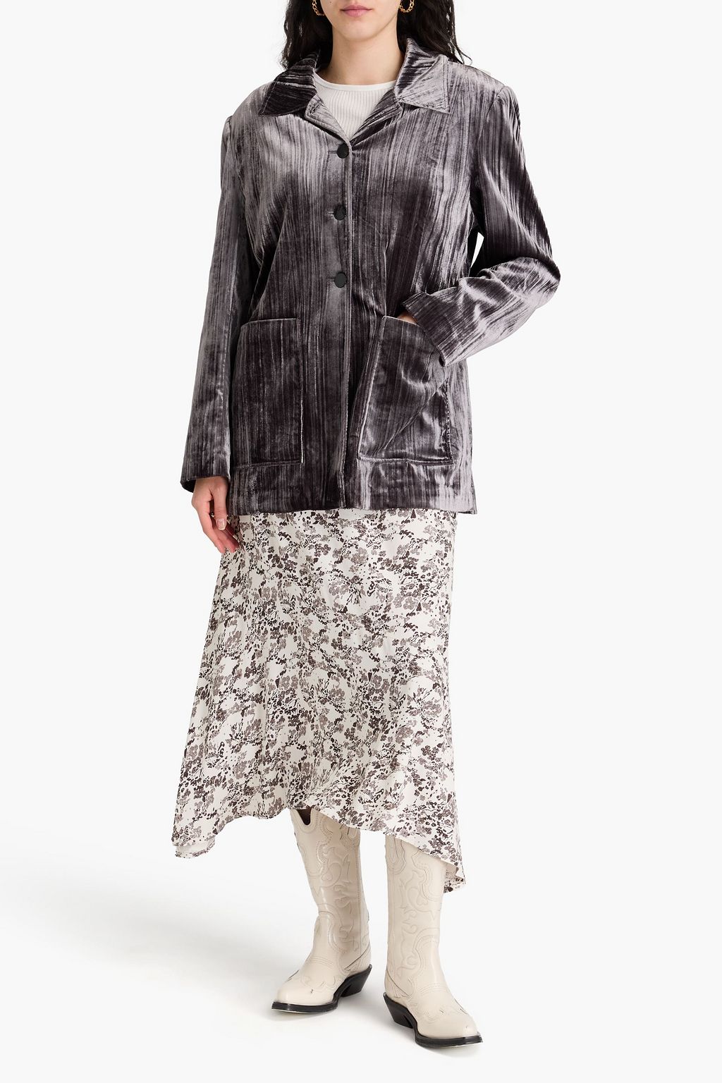 GANNI Textured velvet blazer