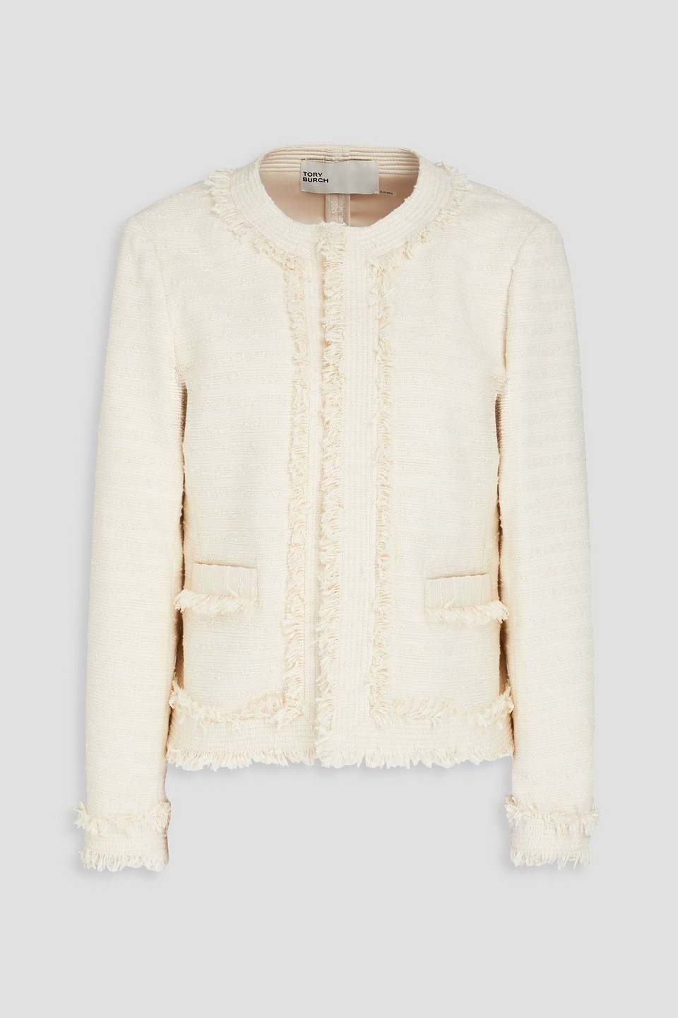 Tory Burch Cotton-blend Bouclé-tweed Jacket In Ivory