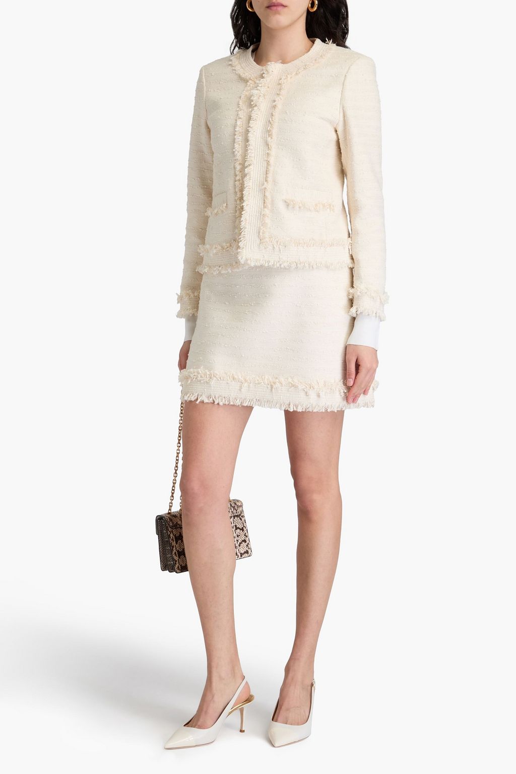 TORY BURCH 코튼 혼방 부클레 트위드 재킷