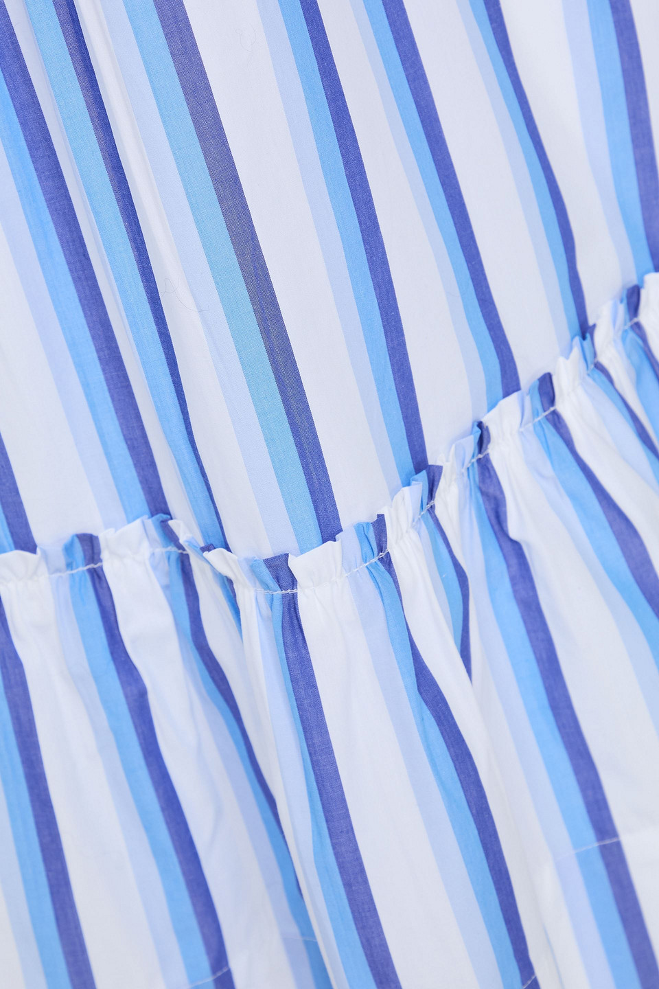 Ganni Striped Dress With Ruffles In Blue