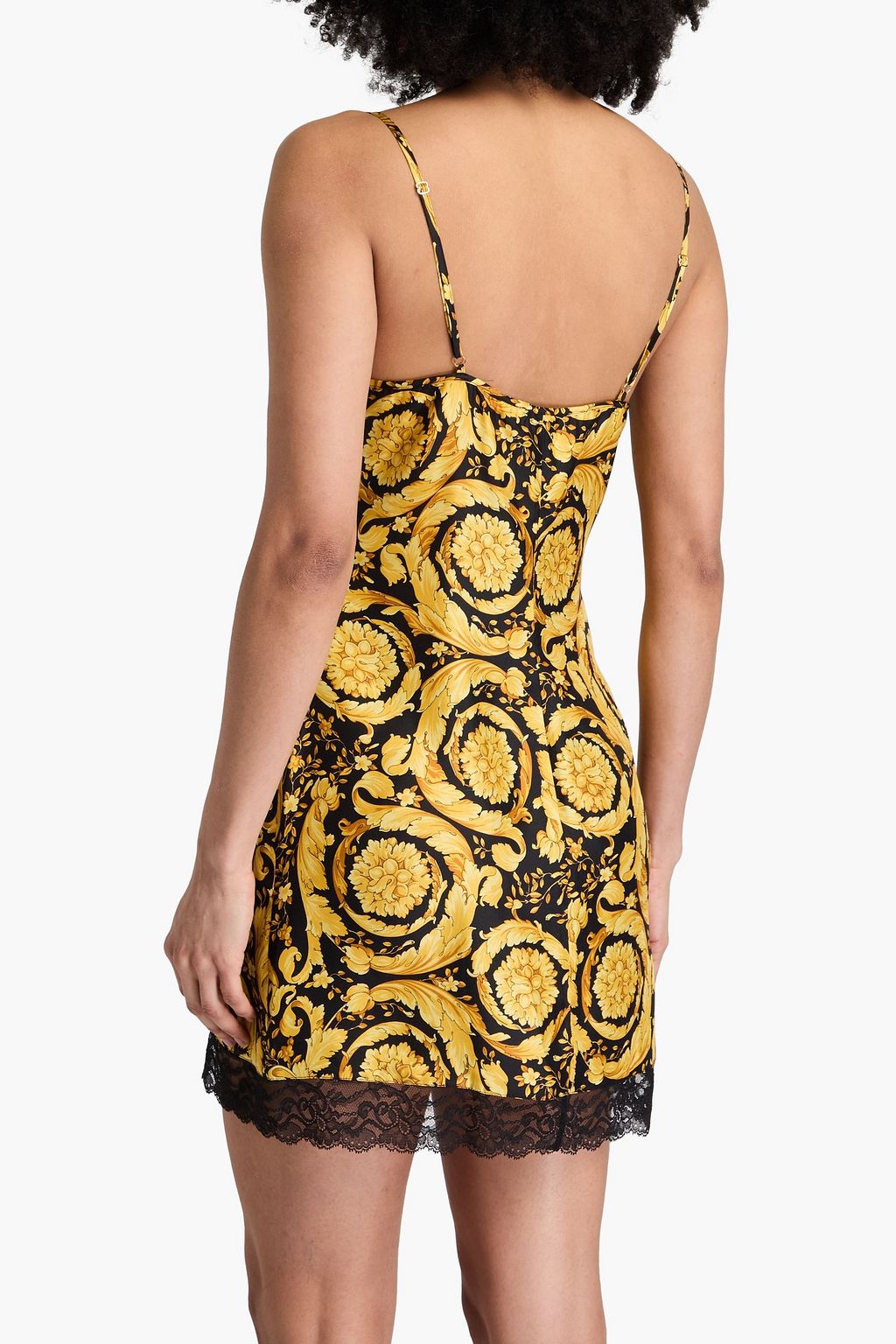 VERSACE فستان من حرير تويل مزين بطبعات
