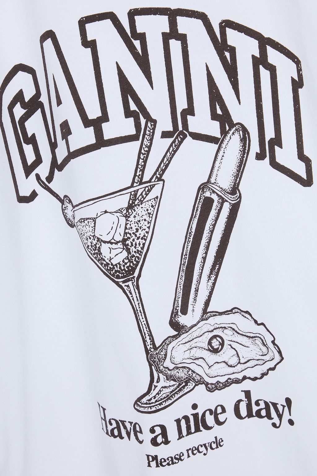 GANNI コットンジャージー Tシャツ プリント入り