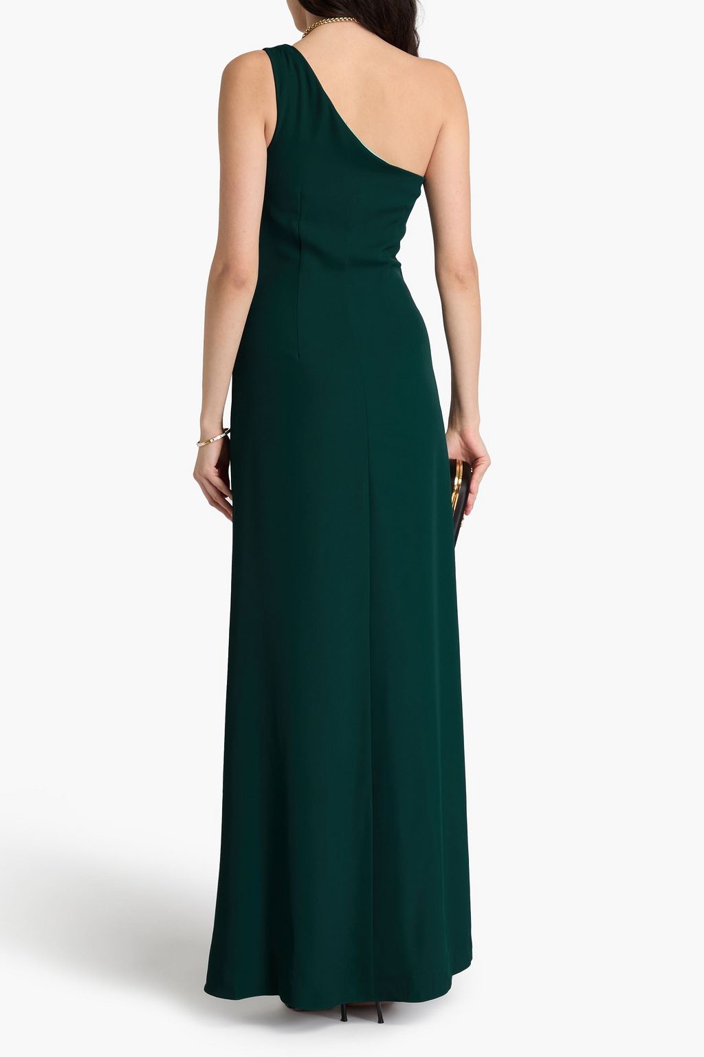 HALSTON Verdianna one-shoulder ruched crepe gown