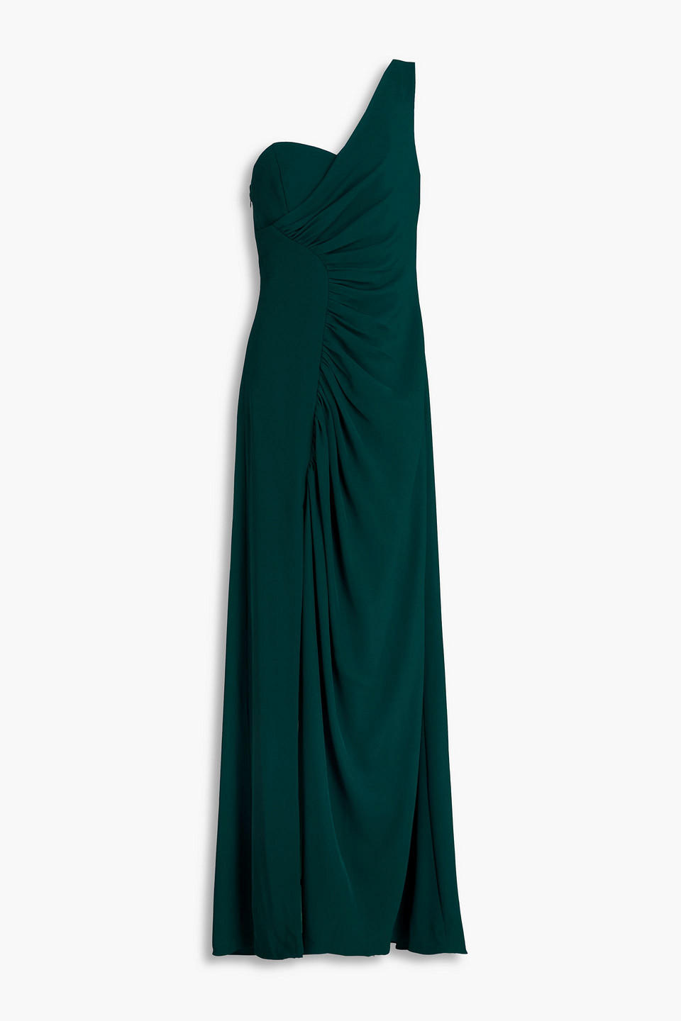 Verdianna one-shoulder ruched crepe gown