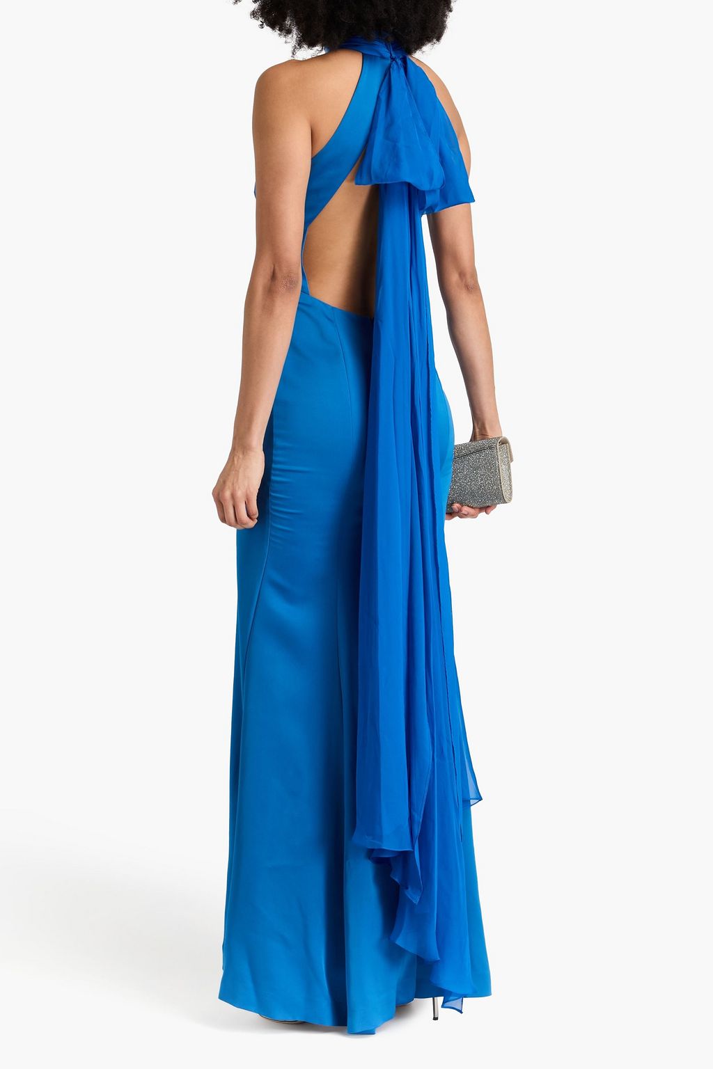 HALSTON Speranza draped chiffon and satin gown