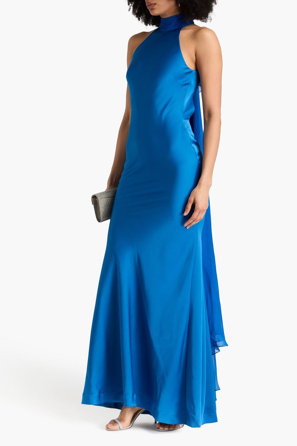 HALSTON Speranza draped chiffon and satin gown