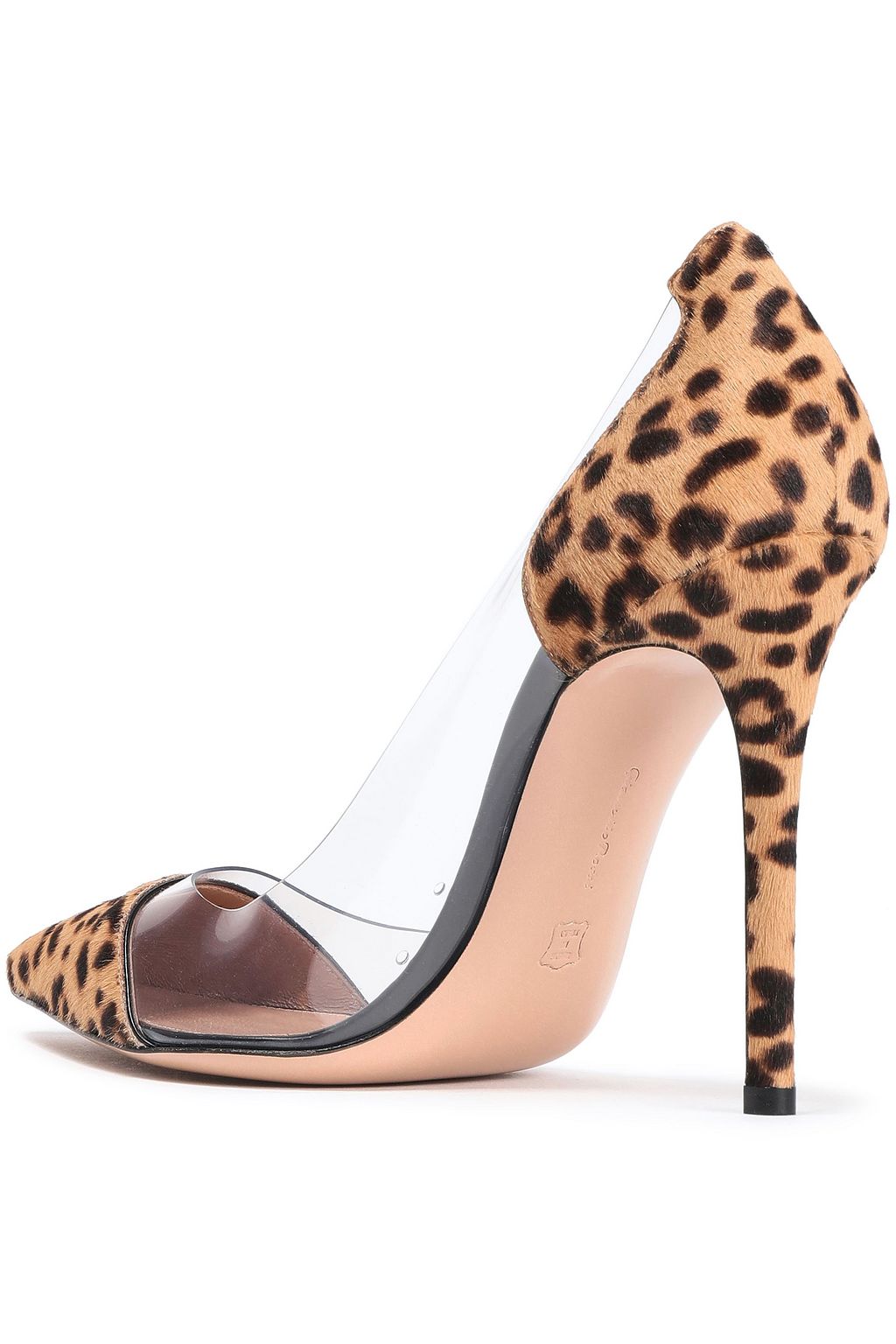 GIANVITO ROSSI Plexi leopard-print calf hair and PVC pumps