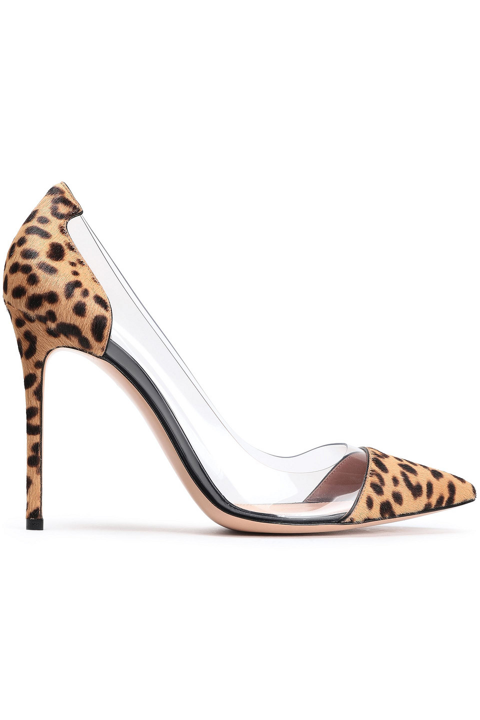 Gianvito Rossi Plexi Leopard-print Calf Hair And Pvc Pumps In Brown