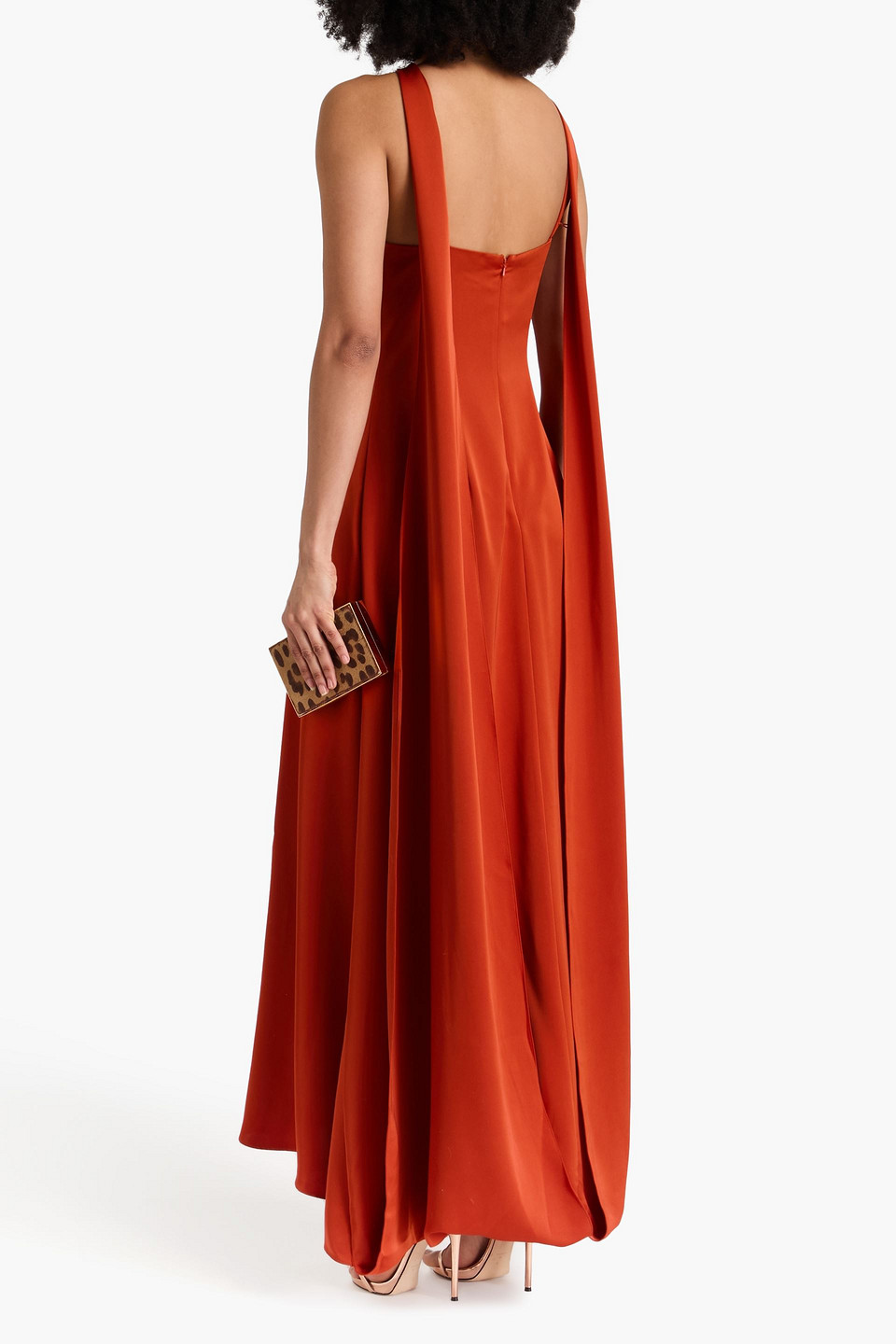 HALSTON GENEVIEVE DRAPED SATIN GOWN