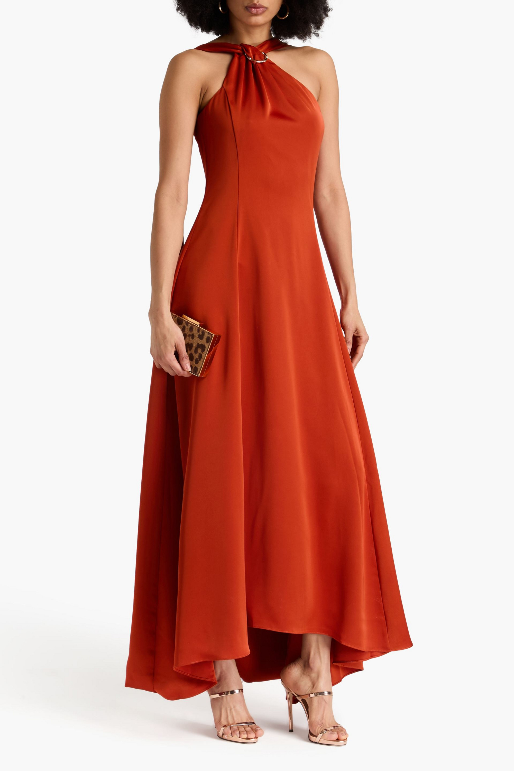 HALSTON Genevieve draped satin gown