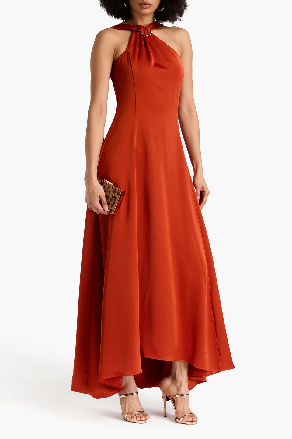 HALSTON GENEVIEVE DRAPED SATIN GOWN