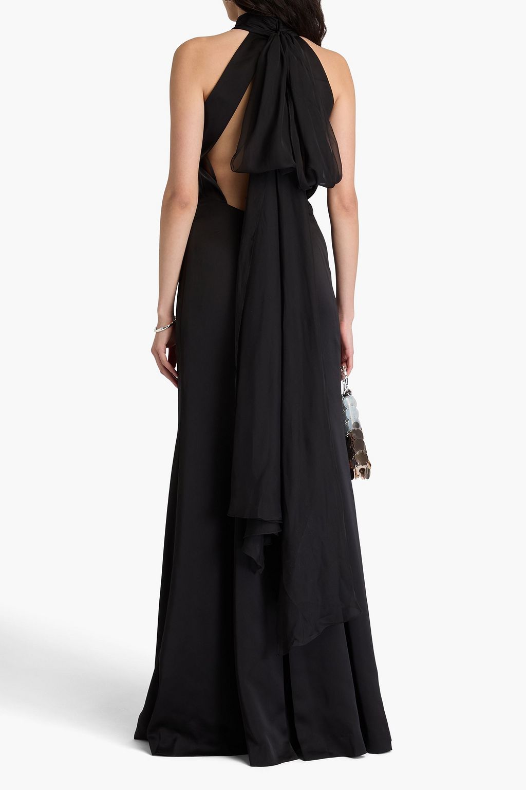 HALSTON Speranza draped chiffon and satin gown