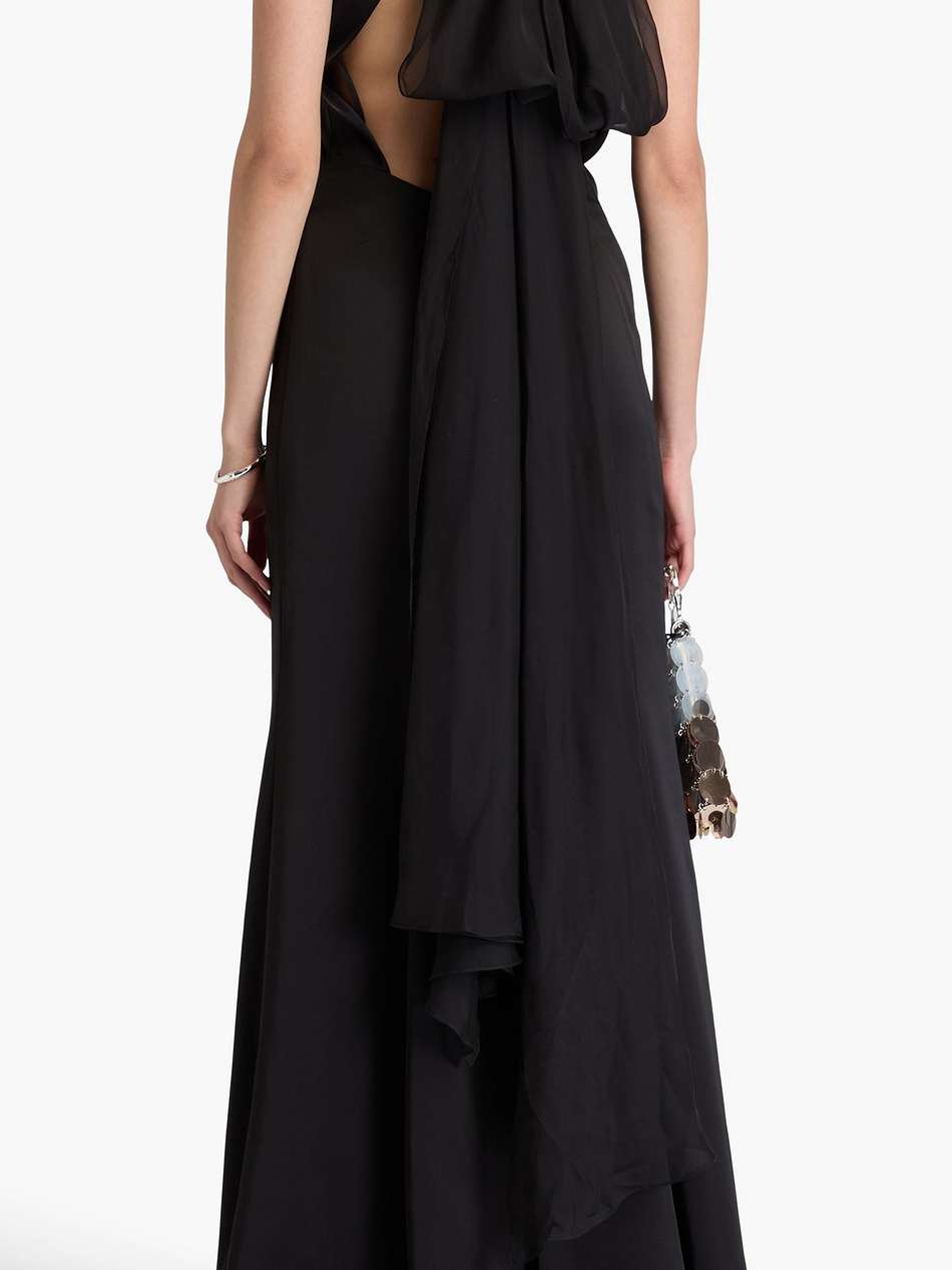 speranza draped chiffon and satin gown