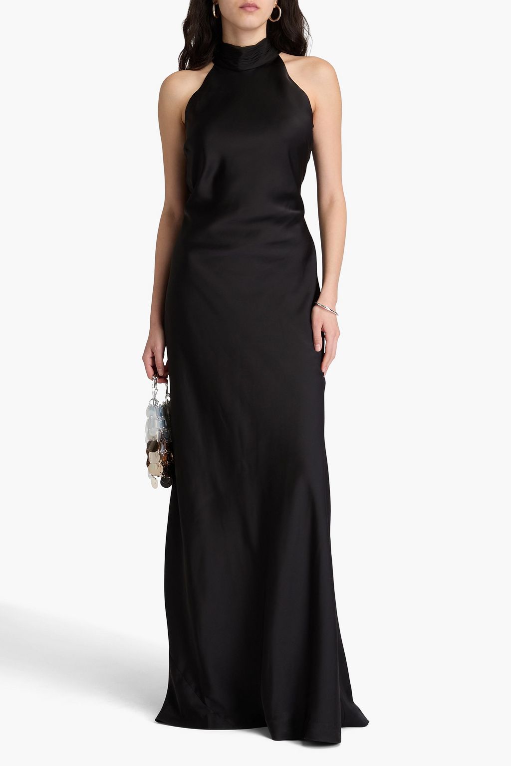 HALSTON Speranza draped chiffon and satin gown