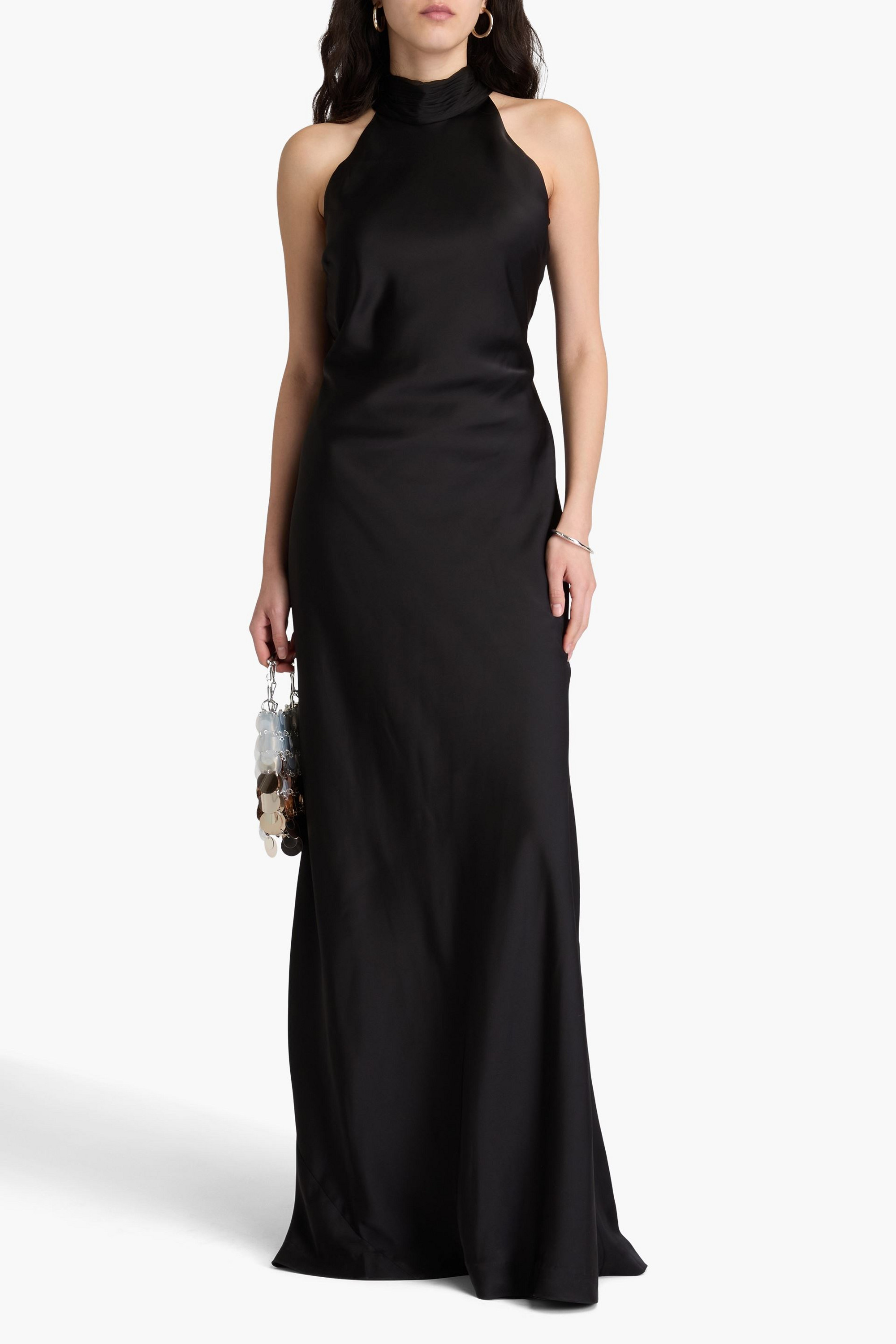HALSTON Speranza draped chiffon and satin gown
