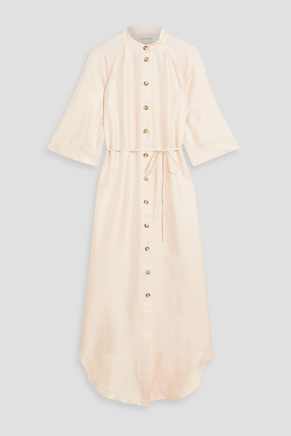 Loulou Studio Durion Silk-twill Midi Shirt Dress In Cream