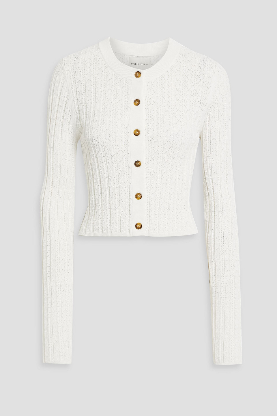 Loulou Studio Adiro Ribbed Pointelle-knit Cardigan In Off-white