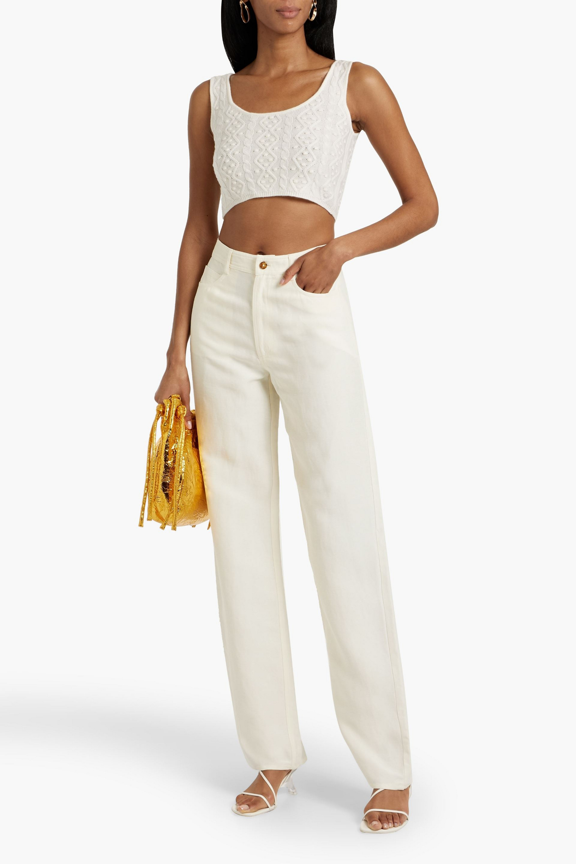 Loulou Studio Iris cropped cable-knit wool and cashmere-blend tank