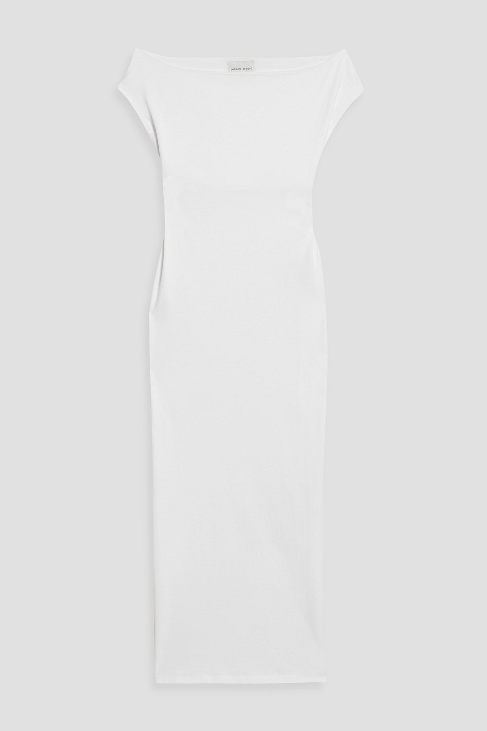 Loulou Studio Martial Off-the-shoulder Pima Cotton-jersey Midi Dress In White