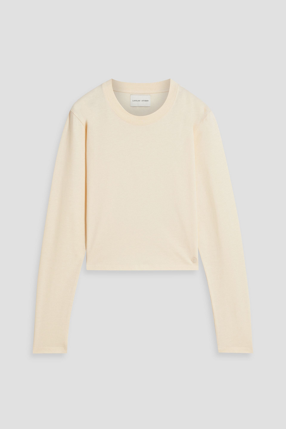 Loulou Studio Masal Cropped Pima Cotton-jersey Top In Ivory