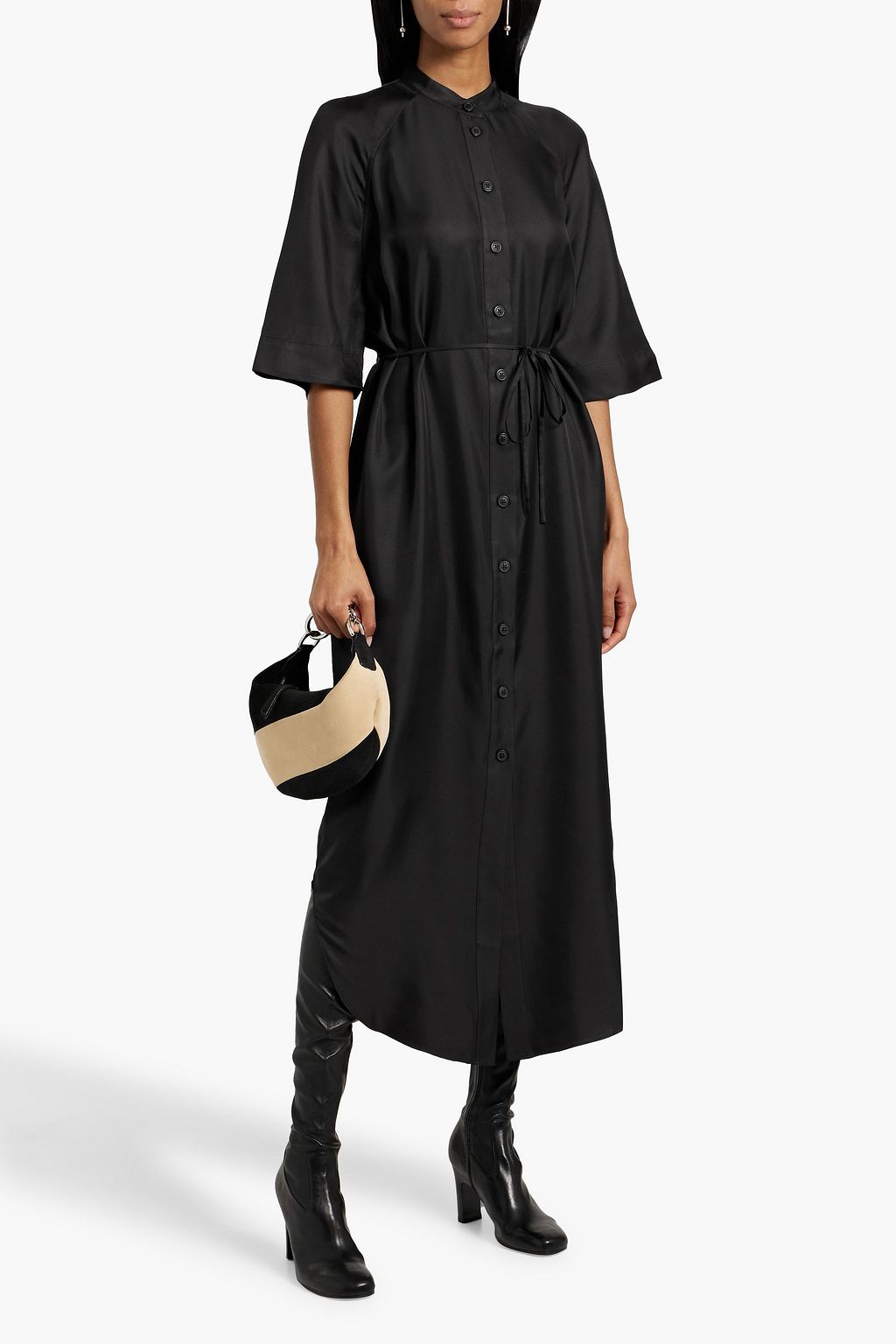LOULOU STUDIO Durion silk-twill midi shirt dress