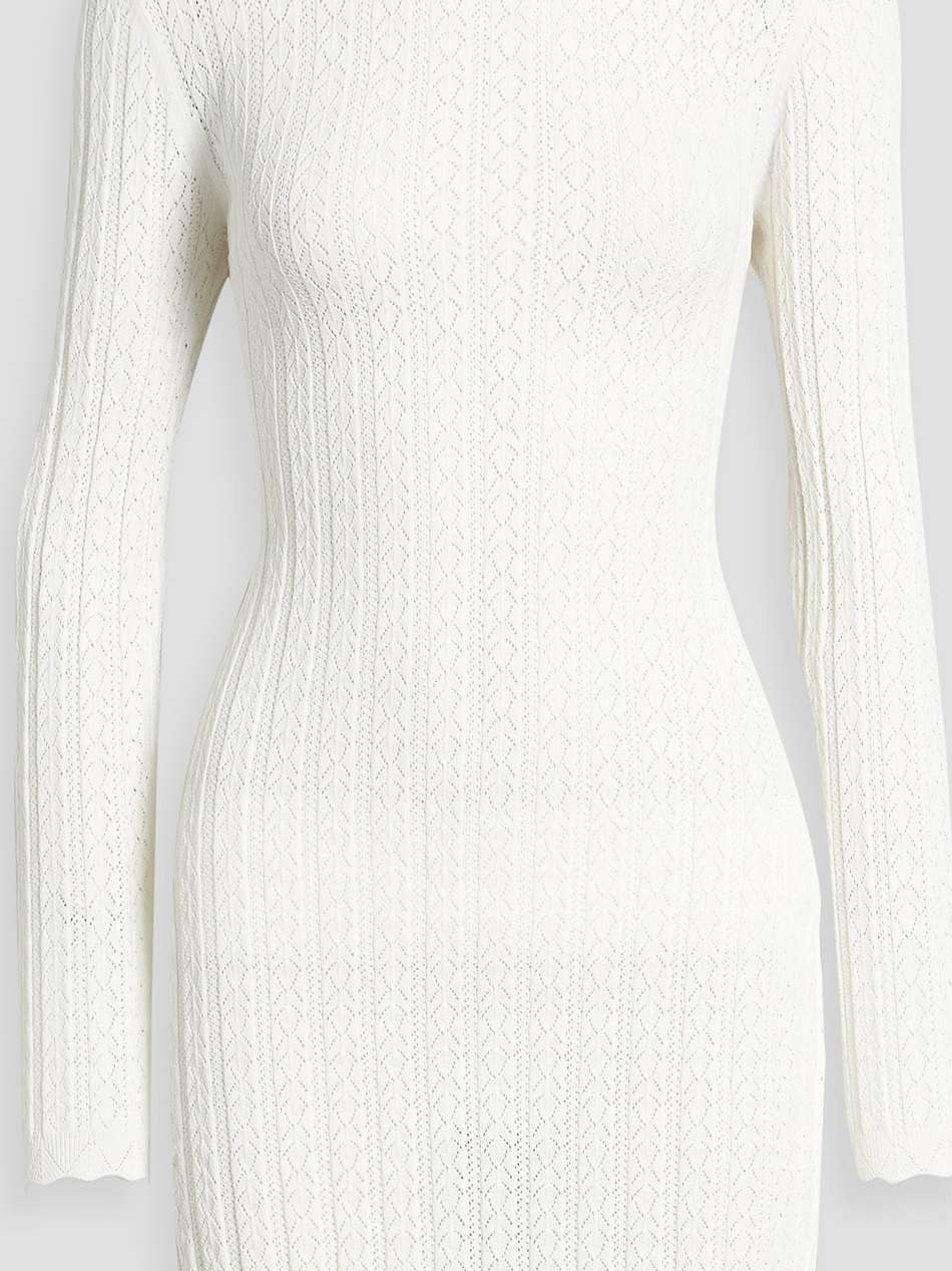 senty ribbed pointelle-knit mini dress