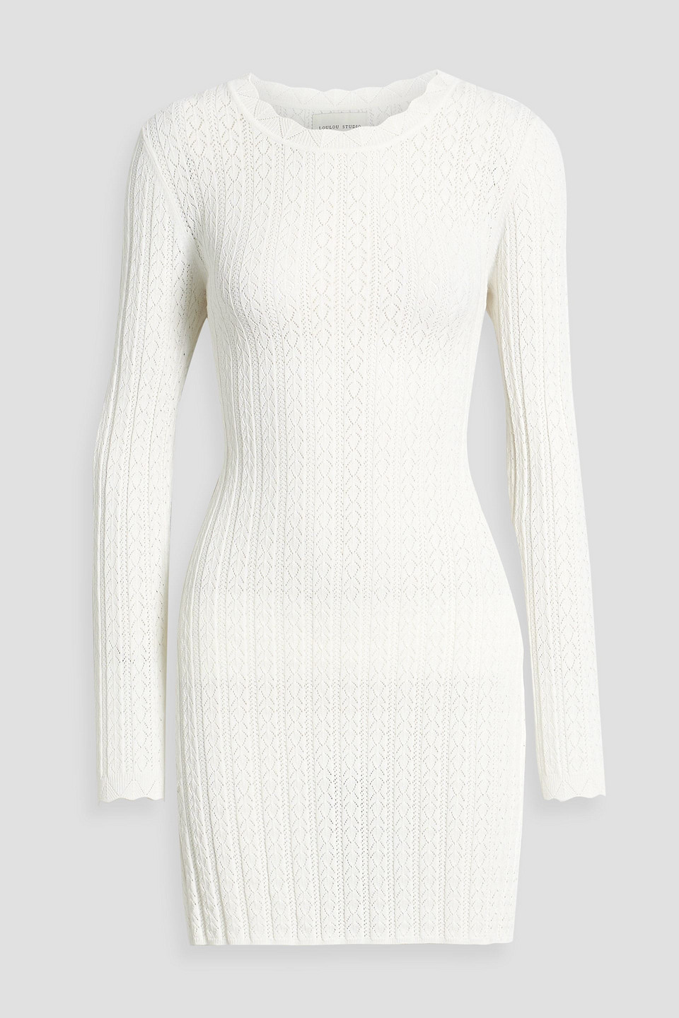 Loulou Studio Senty Ribbed Pointelle-knit Mini Dress In Ivory