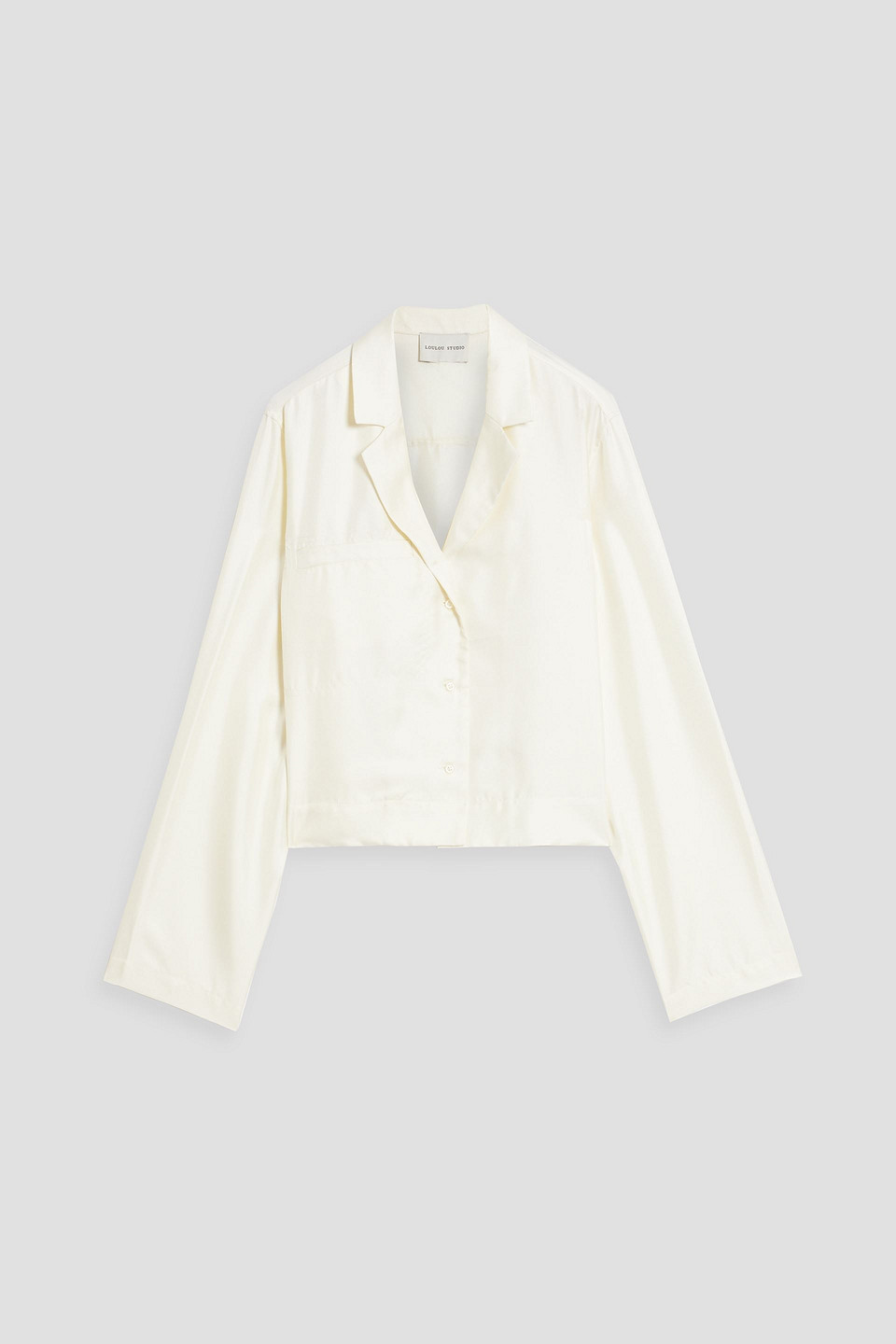 Loulou Studio Aloma Cropped Silk-twill Shirt In Ivory