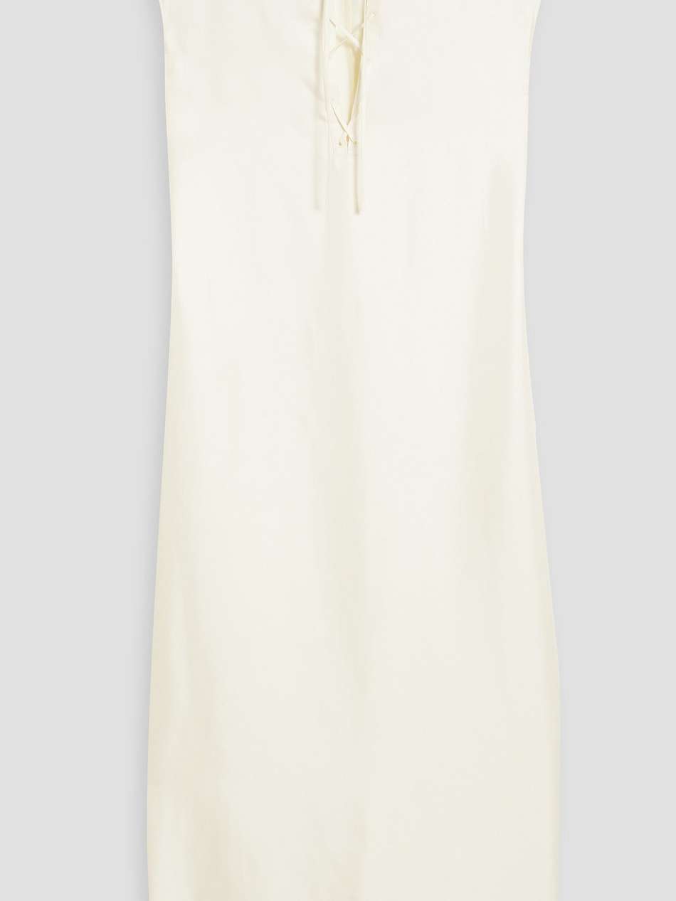 demeter lace-up silk-twill midi dress
