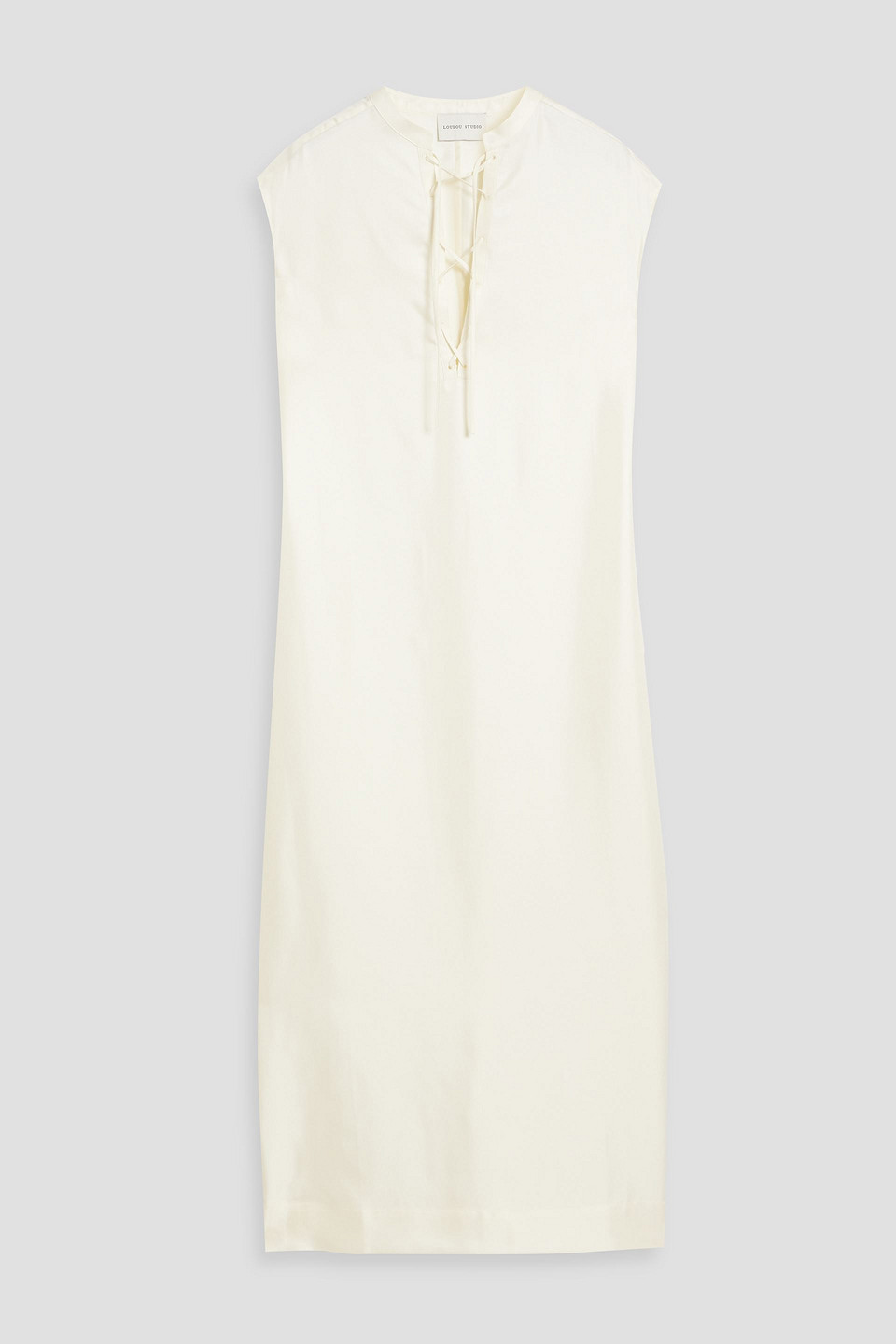 Loulou Studio Demeter Lace-up Silk-twill Midi Dress In Ivory