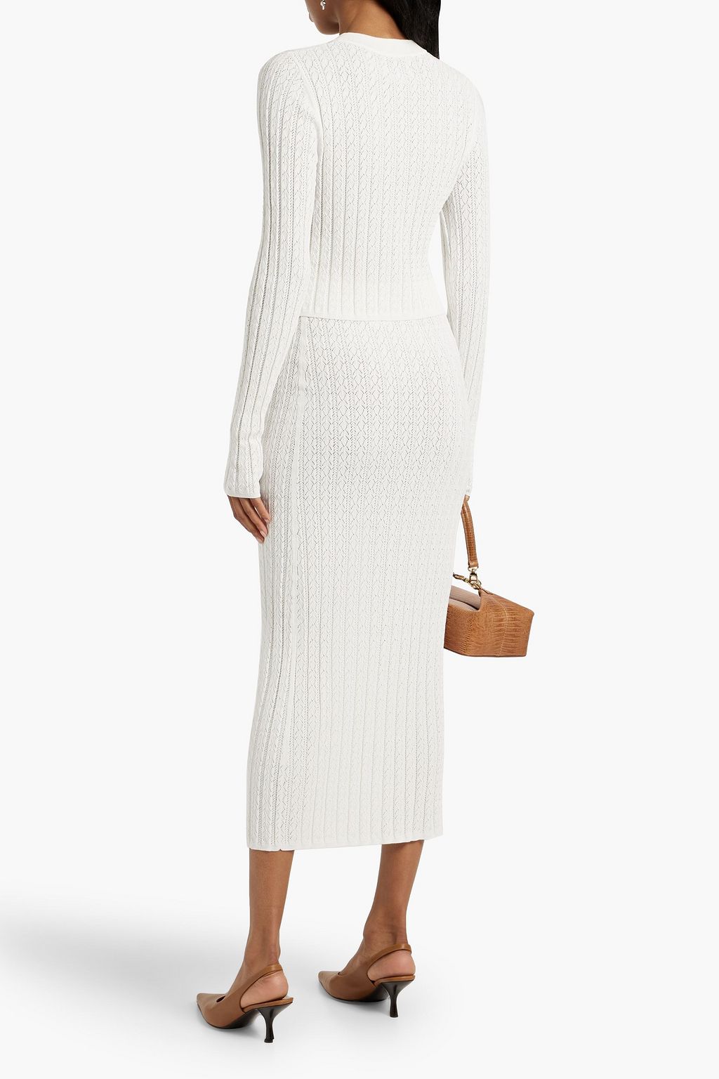 LOULOU STUDIO Dera ribbed pointelle-knit midi skirt
