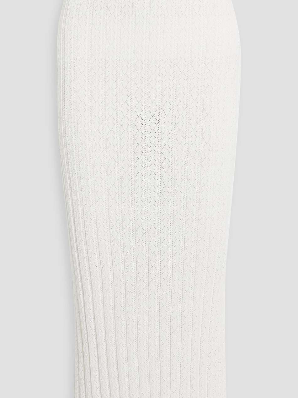 dera ribbed pointelle-knit midi skirt