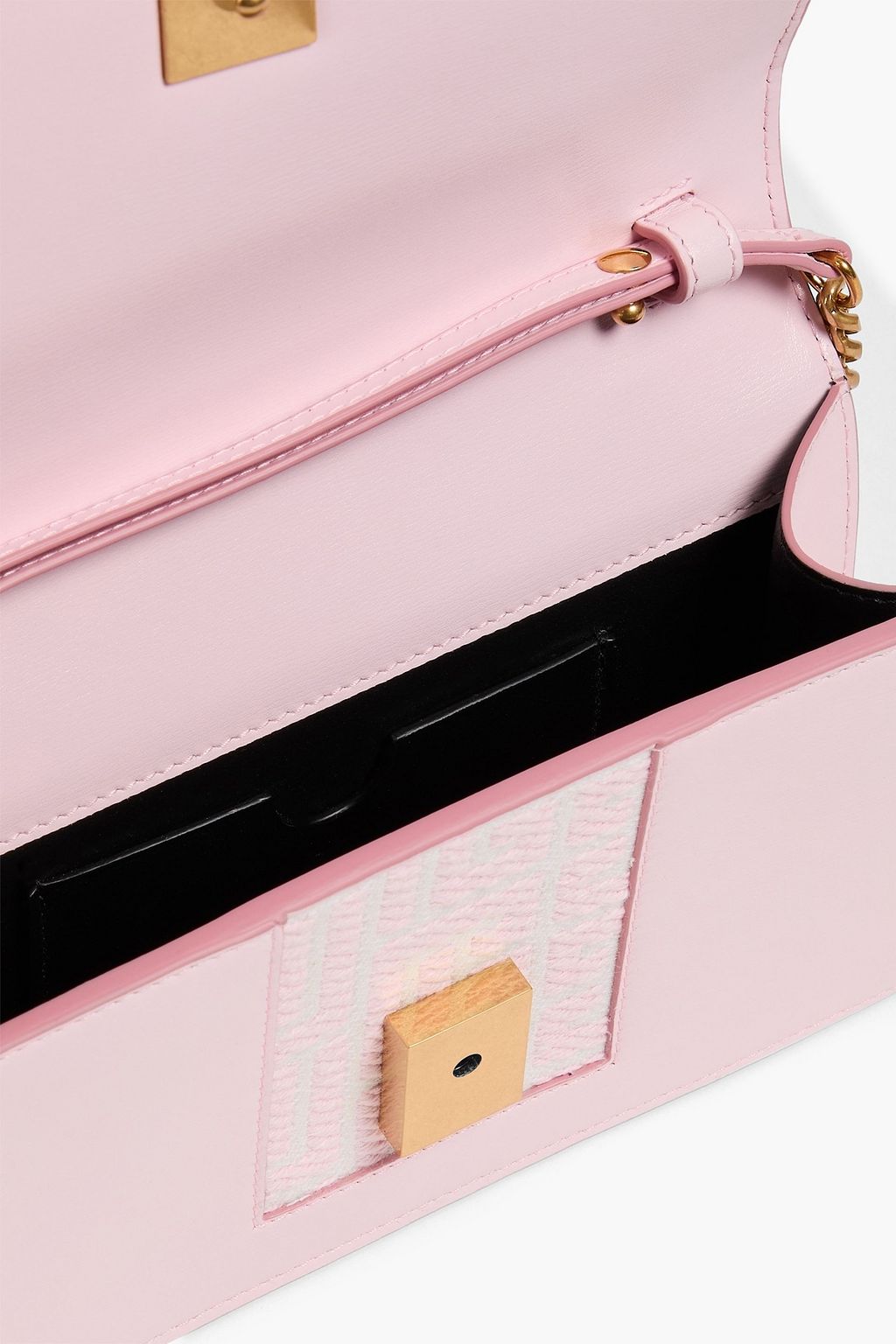 BALMAIN Jacquard-paneled leather cross-body bag