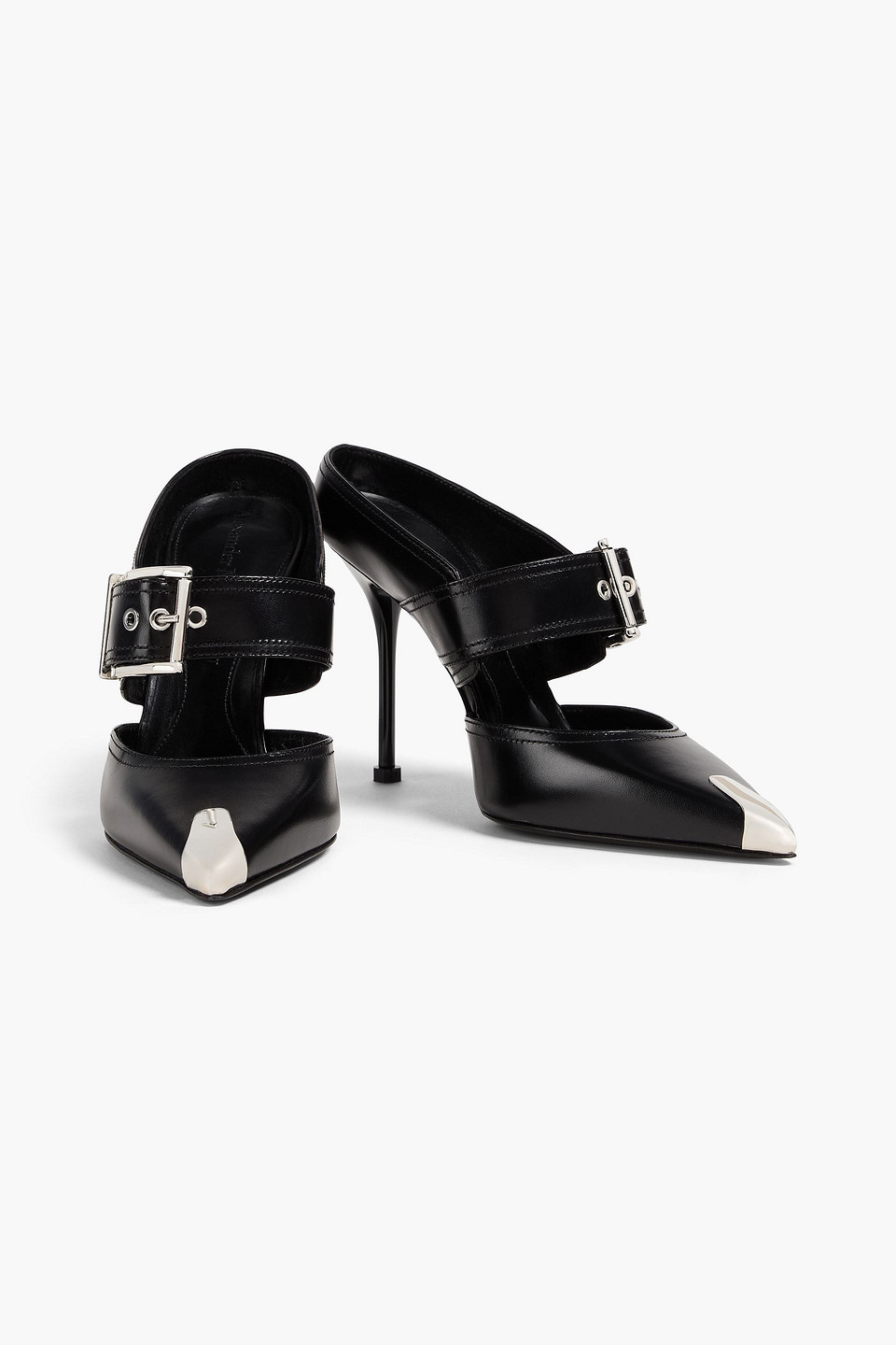 ALEXANDER MCQUEEN EMBELLISHED LEATHER MULES