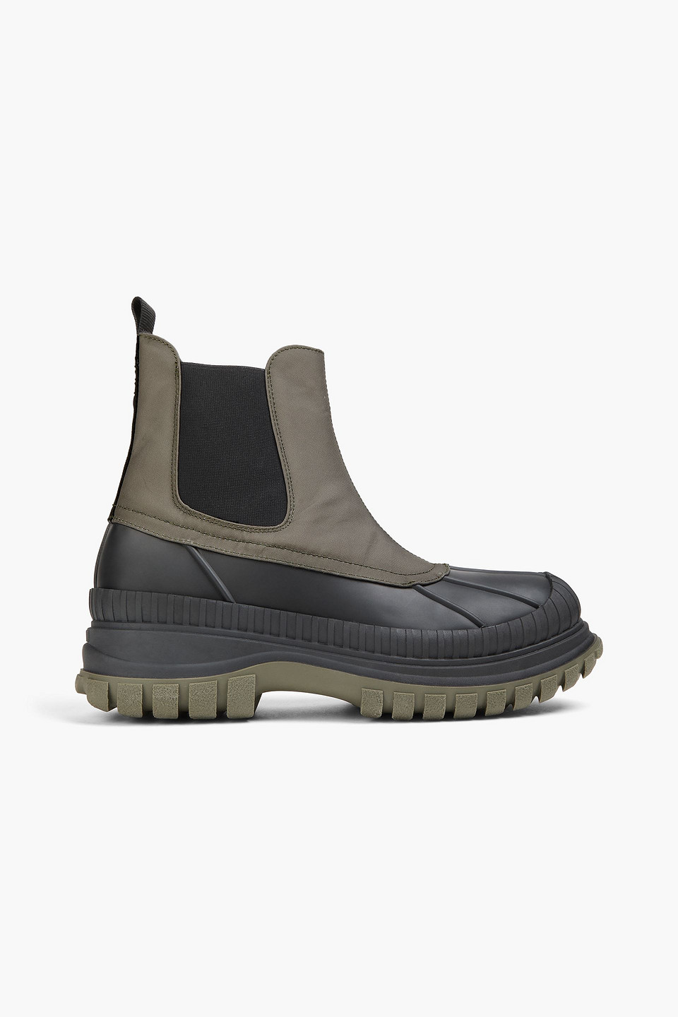 Ganni Shell And Rubber Ankle Boots In Army Green