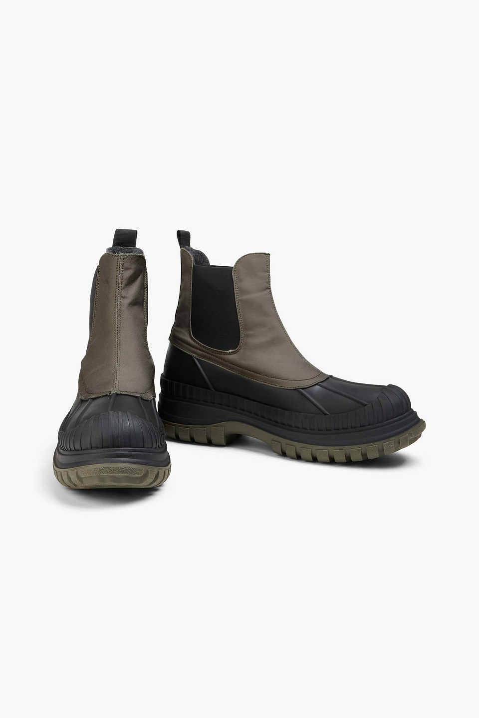 Ganni Shell And Rubber Ankle Boots In Army Green