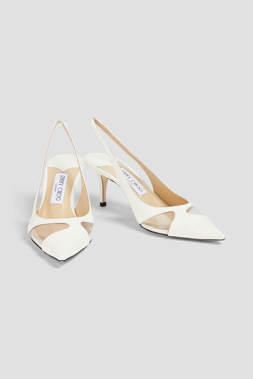 JIMMY CHOO Patent-leather and PVC slingback pumps