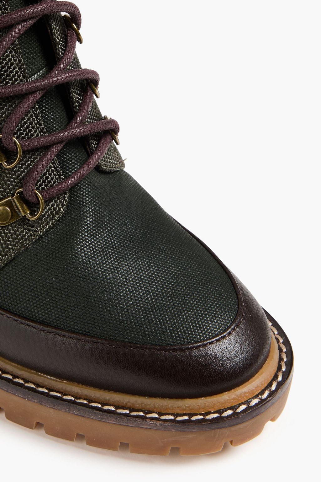 TORY BURCH Textured-shell and pebbled-leather ankle boots