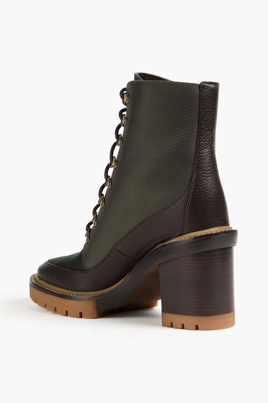 TORY BURCH Textured-shell and pebbled-leather ankle boots