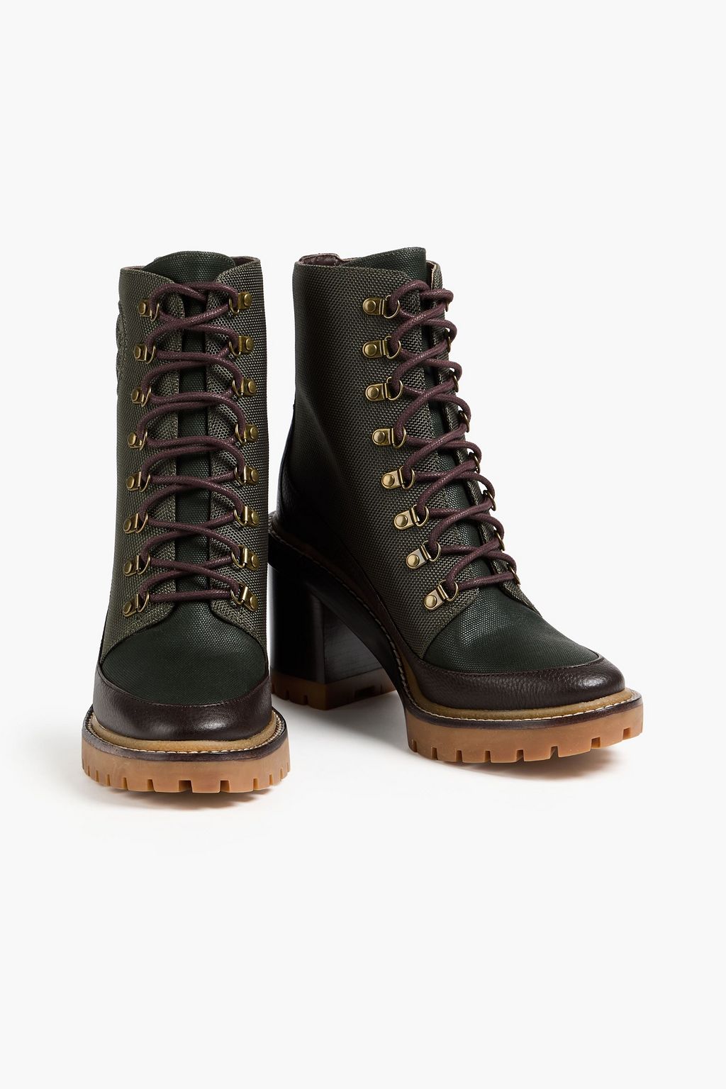 TORY BURCH Textured-shell and pebbled-leather ankle boots