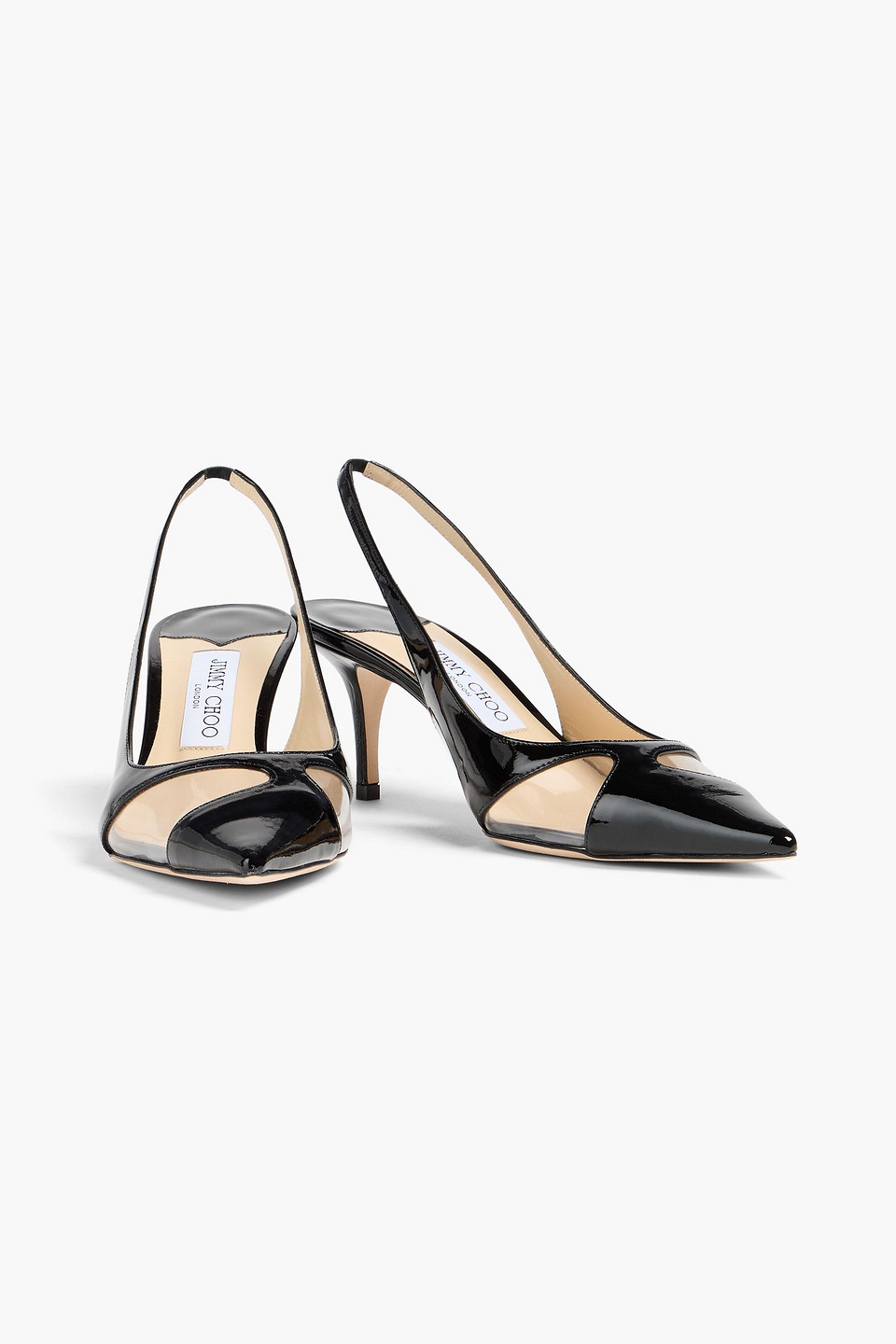 Jimmy Choo Slingback-pumps Aus Lackleder Und Pvc In Schwarz