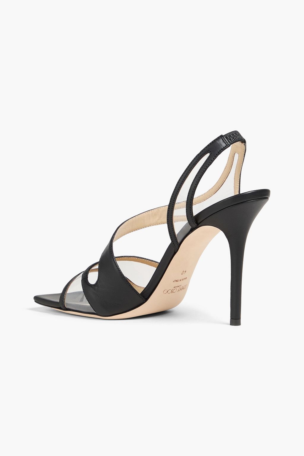 JIMMY CHOO صندل بحزام خلفي من الجلد ومادة PVC