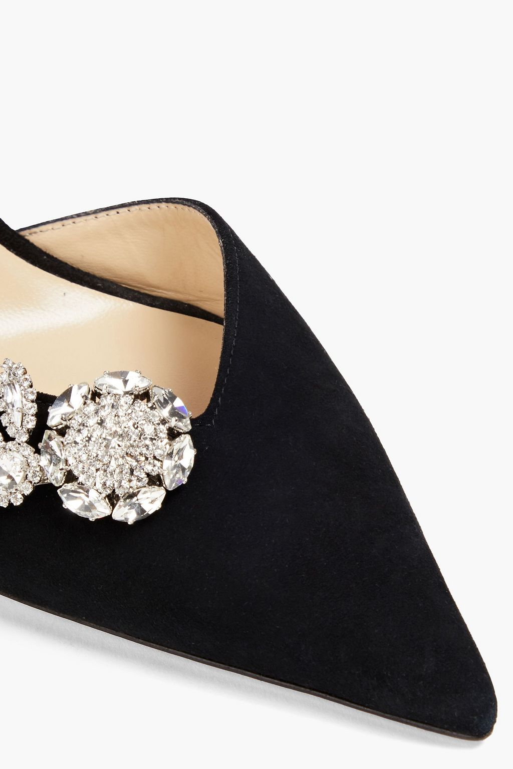 JIMMY CHOO حذاء بكعب عالٍ من الجلد السويدي مزينة بالكريستال