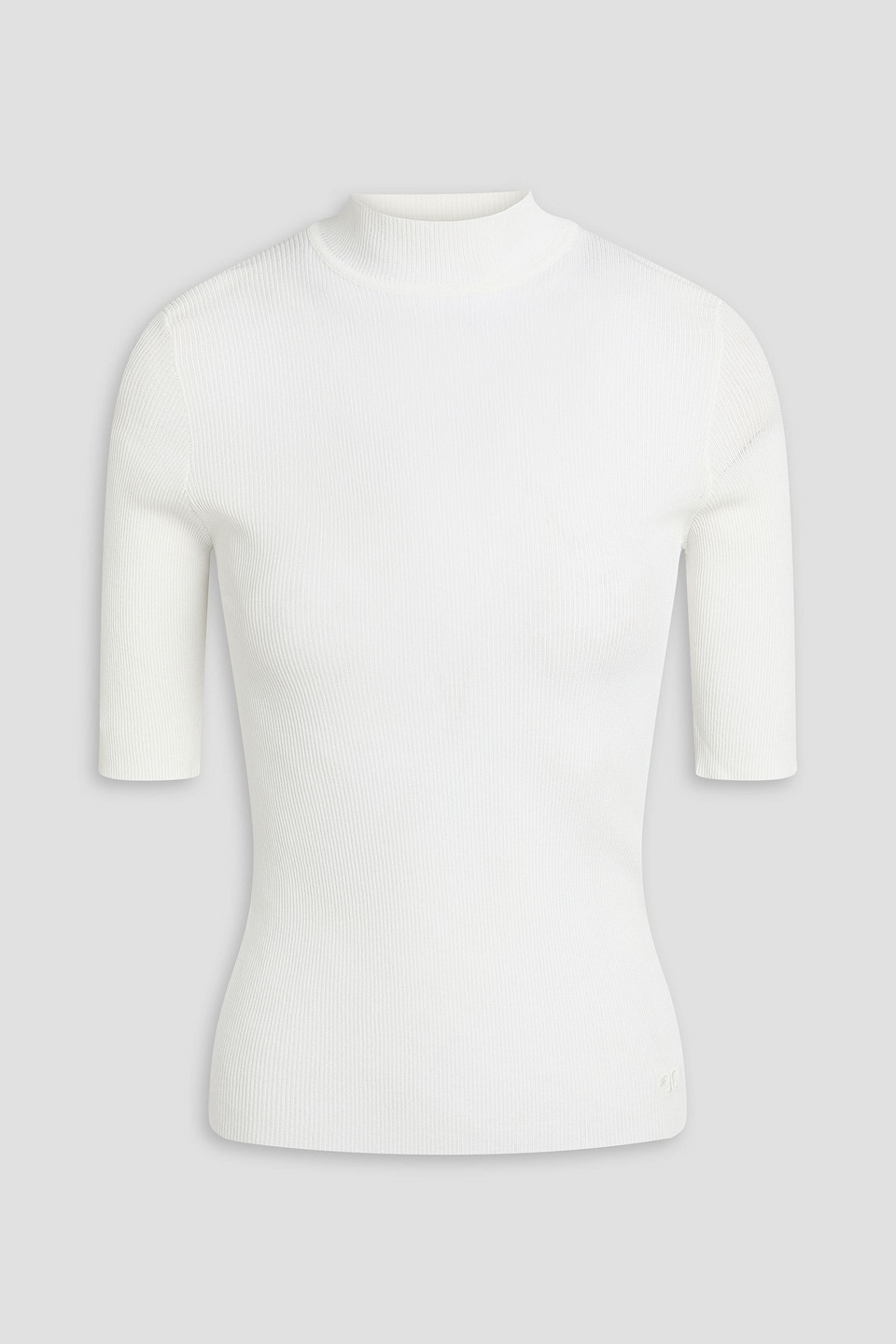 Tory Burch - Ribbed-knit turtleneck top - White - L