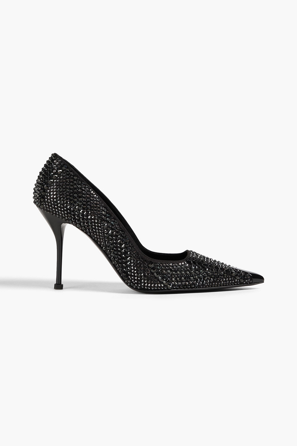 Alexander Mcqueen Crystal-embellished Satin Pumps In Black