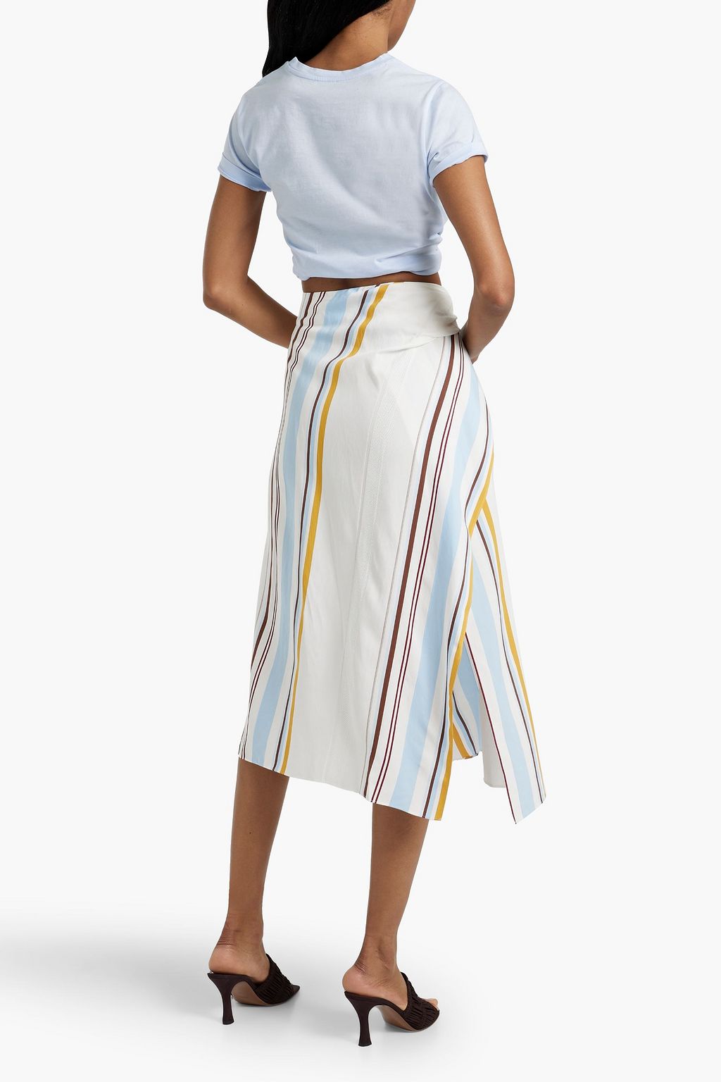 A.L.C. Clara wrap-effect striped twill midi skirt
