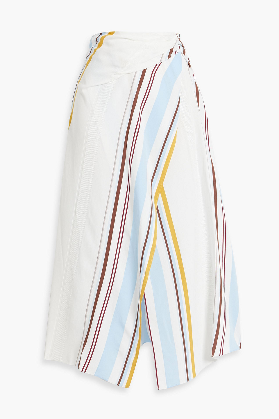 A.l.c Clara Wrap-effect Striped Twill Midi Skirt In Light Blue